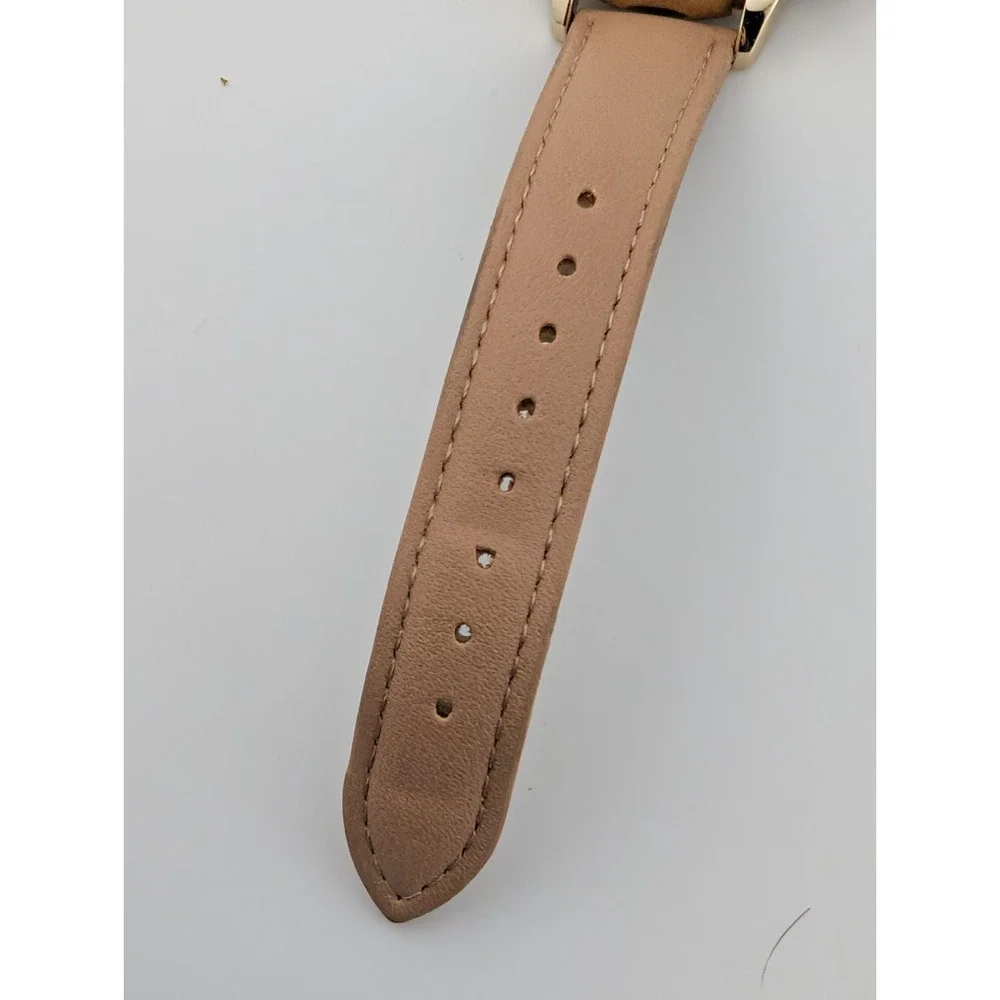 Kessaris Watch‎ Women 38mm Gold Case Tan Faux Leather Band- New Battery